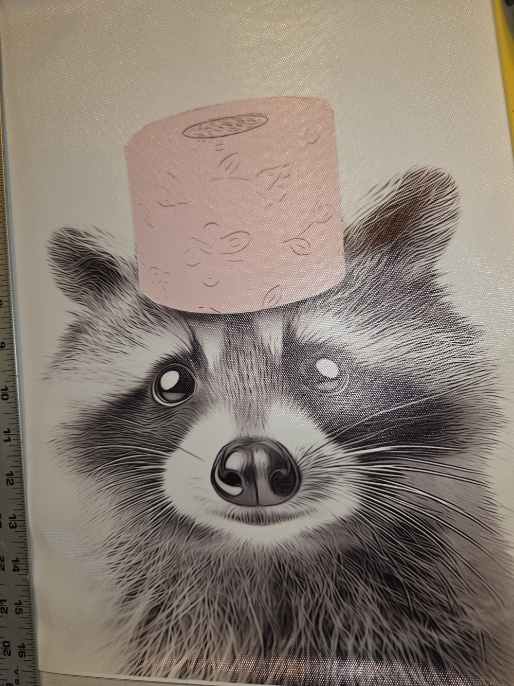 Set Of 3- Raccoon Bathroom Wall Art Print On Canvas, Pink Detail - Picture 8 of 11